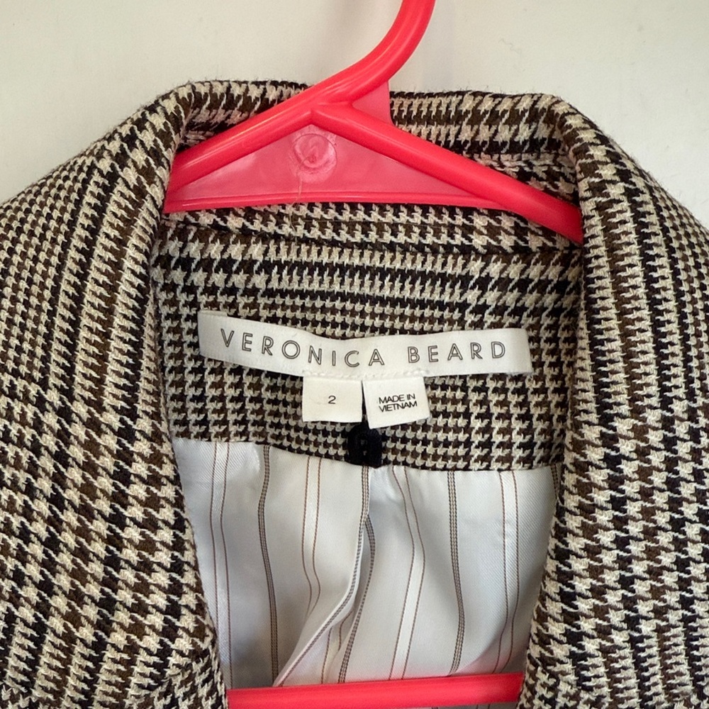 Veronica Beard Arna Puff Shoulder Dickey Jacket Houndstooth Check Size 2 - Picture 4 of 7